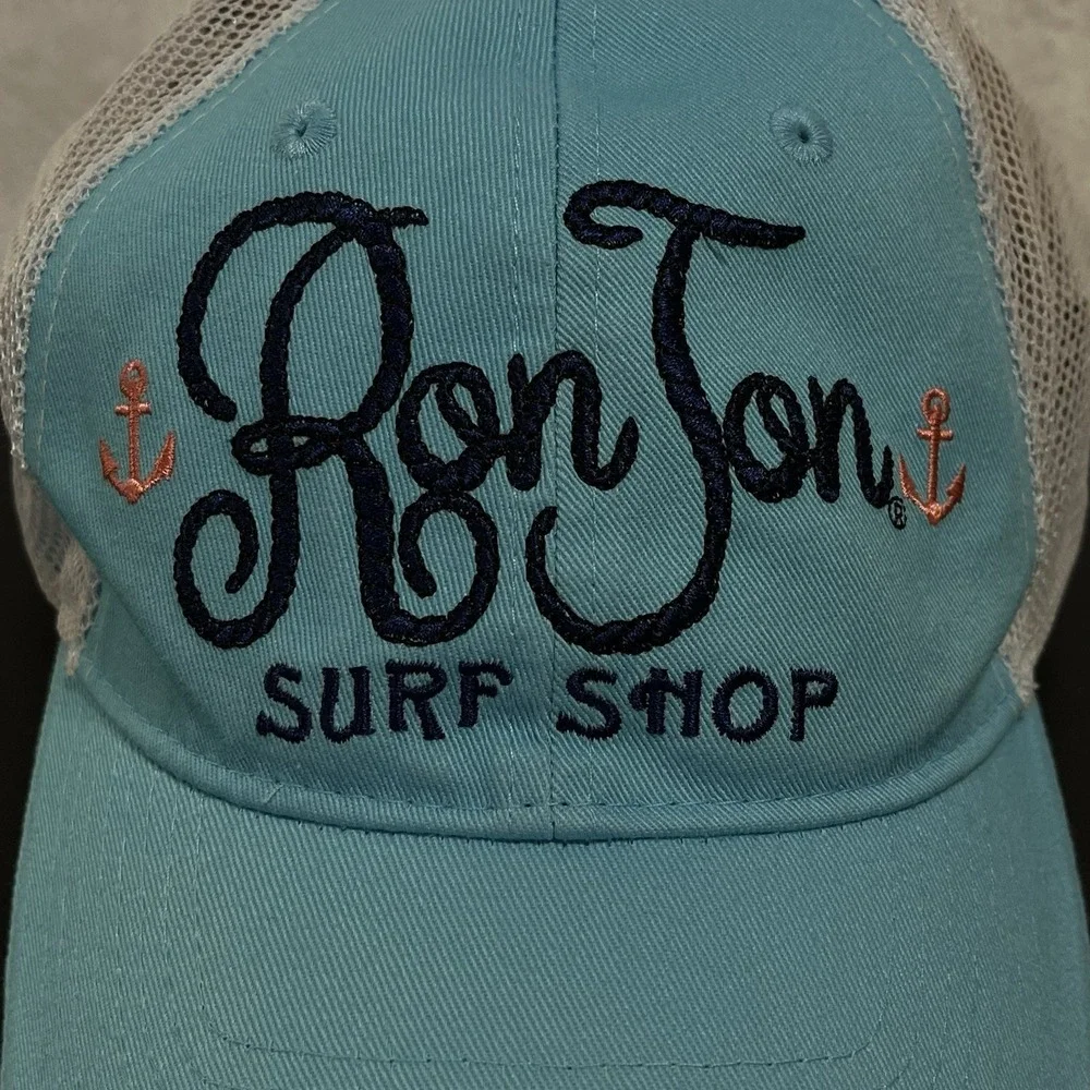 RON JON Surf Shop Women's Strapback Trucker Hat Cap ORANGE BEACH Teal Blue